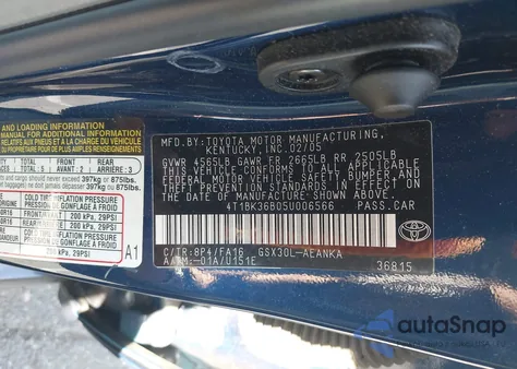 2005 Toyota Avalon Xl from USA, damaged, VIN 4T1BK36B05U006566